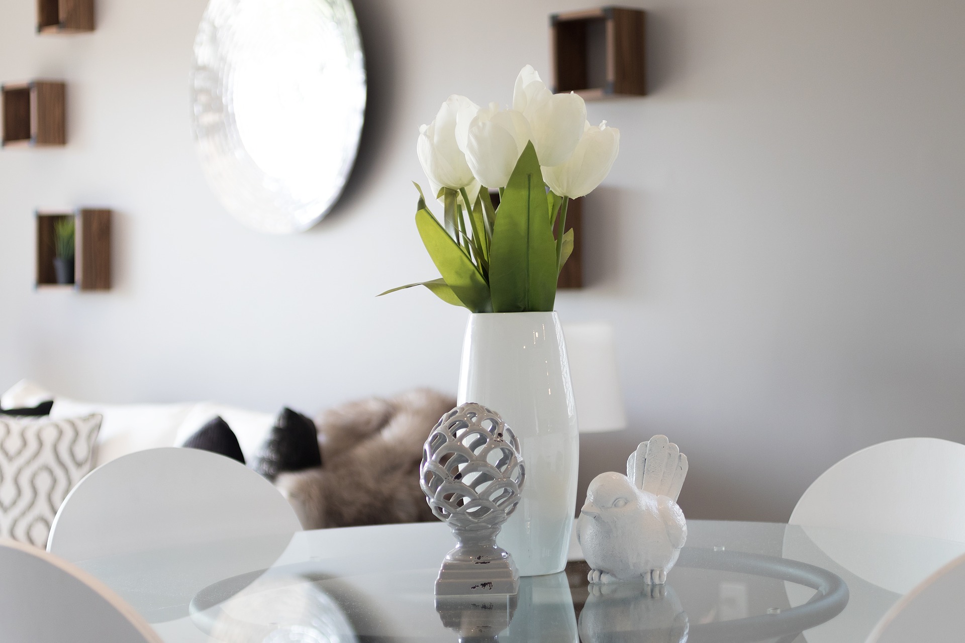 white tulip flowers in vase