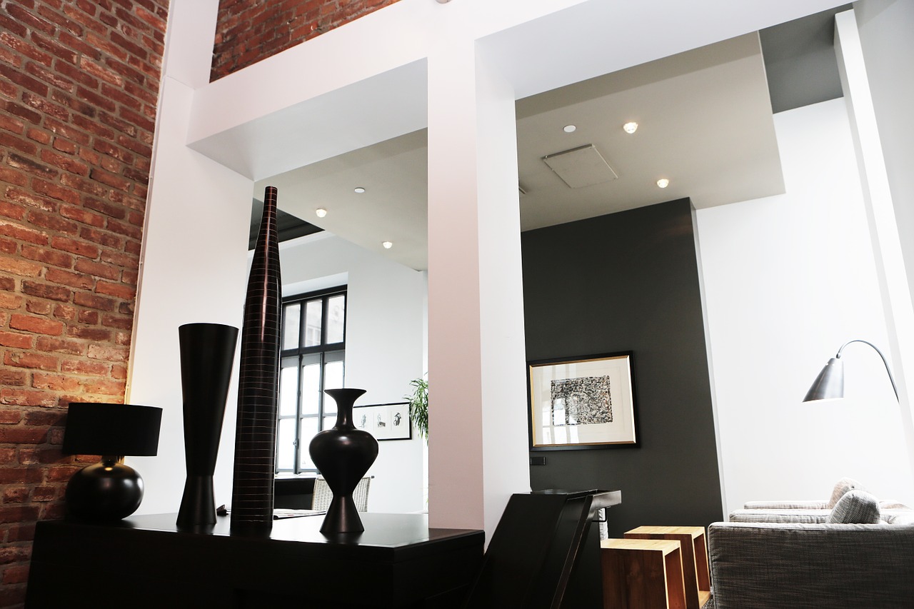 vases in monochrome room